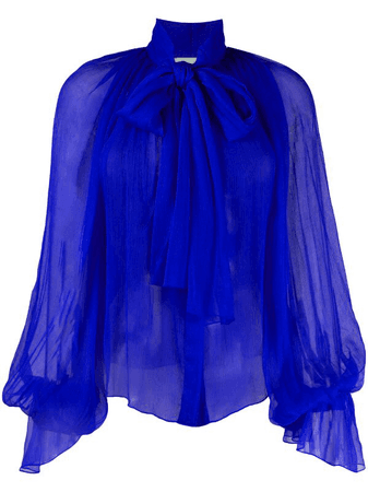 blue chiffon blouse
