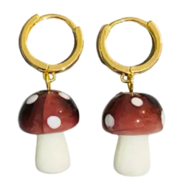 Mushroom Earrings Brown - HOLST + LEE