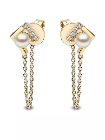 Yoko London 18kt yellow gold Trend freshwater pearl and diamond earrings - 6