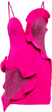 pink embellished crepe wool dress