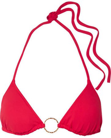 Miami Embellished Triangle Bikini Top - Red