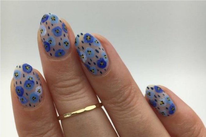 blue flower nails