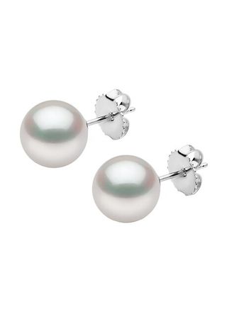 Shop Saks Fifth Avenue Collection 14K White Gold & 10-11MM White South Sea Pearl Stud Earrings | Saks Fifth Avenue