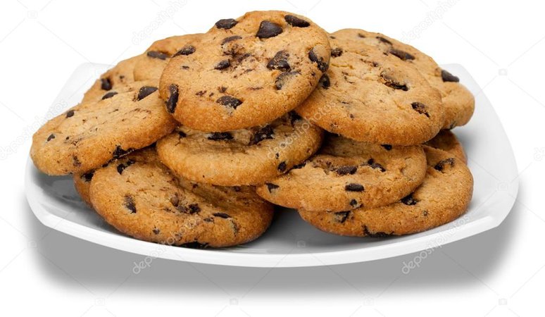Plate of chocolate chip cookies isolated — Stock Photo © billiondigital #118527658
