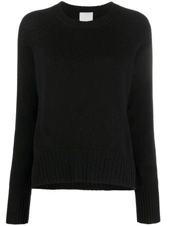 Allude ribbed-knit edge round neck jumper