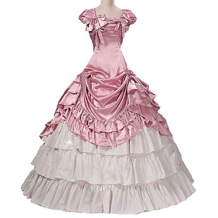 Rococo Victorian Costume Women's Outfits Pink Vintage Cosplay Taffeta Short Sleeve Puff / Balloon Sleeve Plus Size Customized 2020 - US $107.99