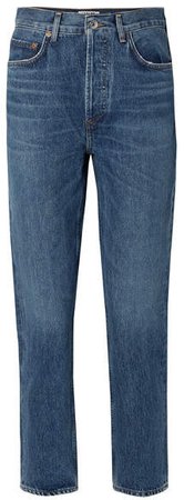 AGOLDE - Riley Cropped High-rise Straight-leg Jeans - Blue