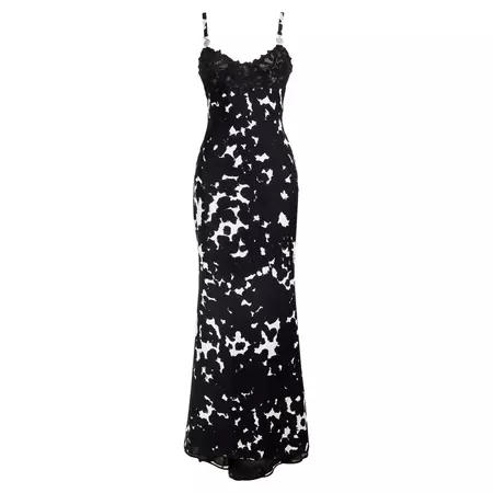 S/S 1996 Gianni Versace Haute Couture Cow Print Gown with Lace Bust at 1stDibs