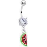 Clear CZ Gem Green Red Watermelon Dangle Belly Ring – BodyCandy
