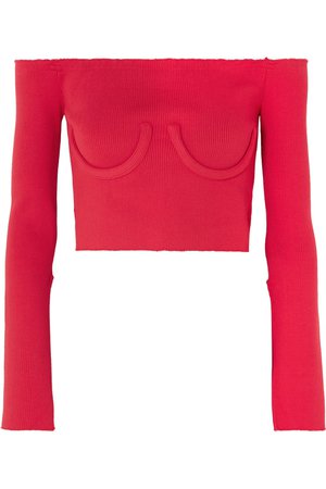 Orseund Iris | Cropped off-the-shoulder ribbed-knit sweater | NET-A-PORTER.COM