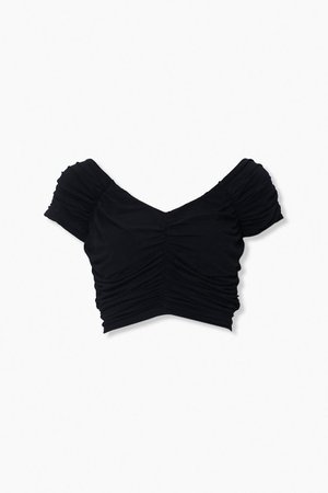Ruched Cap-Sleeve Crop Top | Forever 21