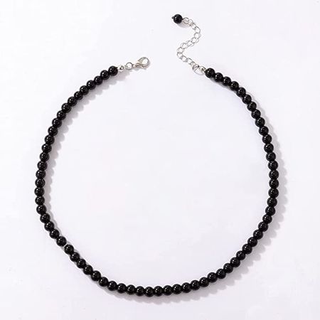 Asphinien Asphire Vintage Black Beaded Choker Bohemian Bead Ball Necklace Dainty Women's Collar Necklace Prom Party Festival Gift