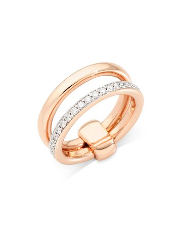 Pomellato 18K Rose Gold Iconica Diamond Double Band Ring | Bloomingdale's