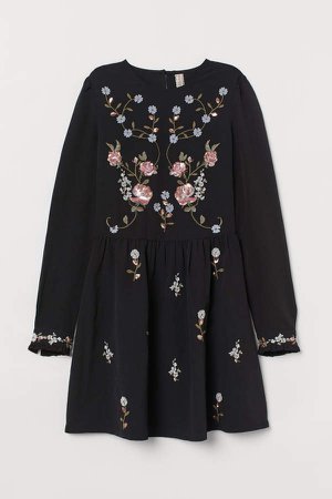 Embroidered Dress - Black