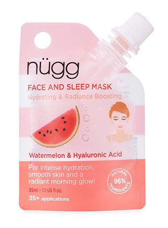Amazon.com : nügg Watermelon Face and Sleep Mask with Watermelon Extract, Hyaluronic Acid and Glacier Water to Moisturize and Brighten Skin and Promote a Healthy Glow; 1.1 fl oz (35ml) : Beauty