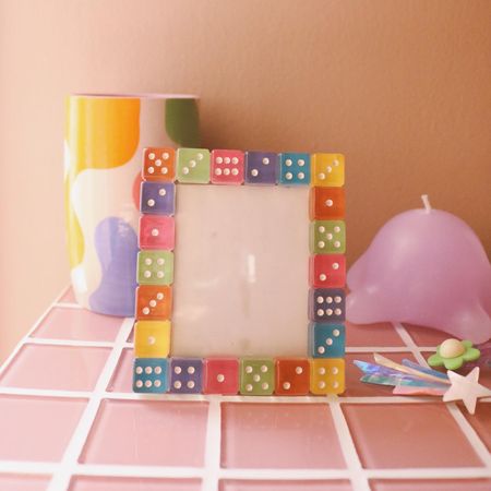 Resident Objects on Instagram: “Pastel dice border photo frame 🎲 fits 2.5”x 3” photo inside. // SOLD”