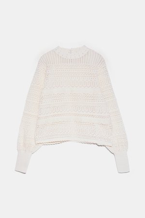 EMBROIDERED KNIT SWEATER | ZARA United States white