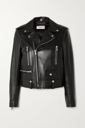 Black Leather biker jacket | SAINT LAURENT | NET-A-PORTER