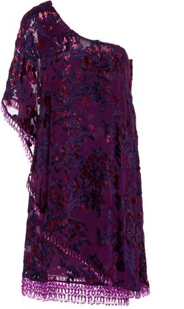 Bead-Trimmed Embroidered Velvet Tiered Dress