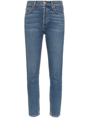 Re/done Cropped Straight-Leg Jeans