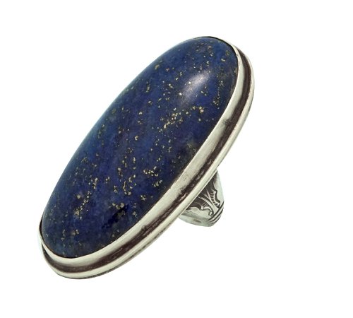 Calvin Martinez Navajo Handmade Sterling Silver Big Stone Lapis Lazuli Ring