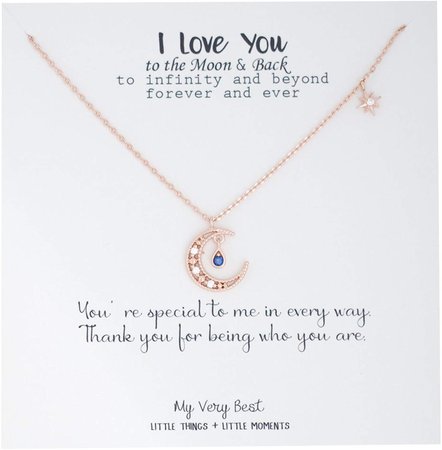Amazon.com: My Very Best Sparkling Crescent Moon Pendant with Star Light Necklace (Rose Gold Plated Brass): Gateway