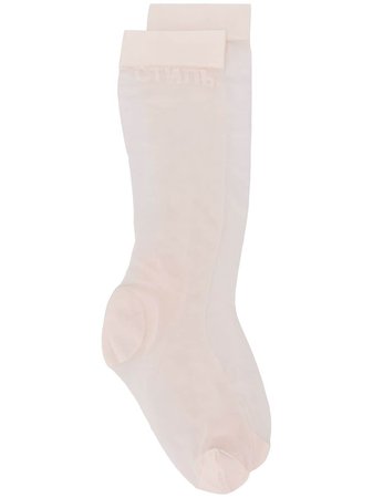 Heron Preston Sheer Logo Socks HWRA007R209240072626 White | Farfetch