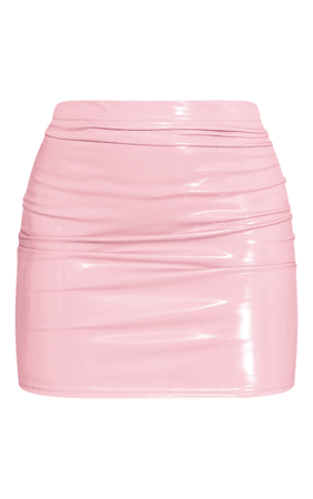 baby pink pvc mini skirt