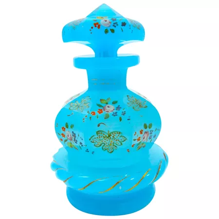 Rare Antique Blue Opaline Enamelled Glass Perfume Bottle : Grand Tour Antiques | Ruby Lane