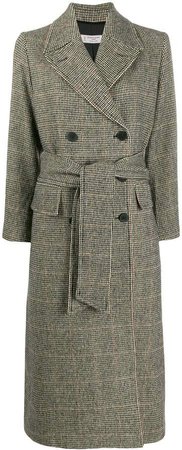 double-breasted houndstooth coat