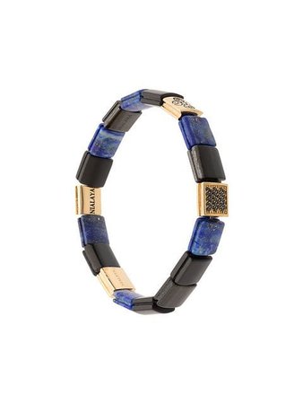 Nialaya Jewelry Dorje, CZ, lapis lazuli, onyx and tiger eye flat beaded bracelet