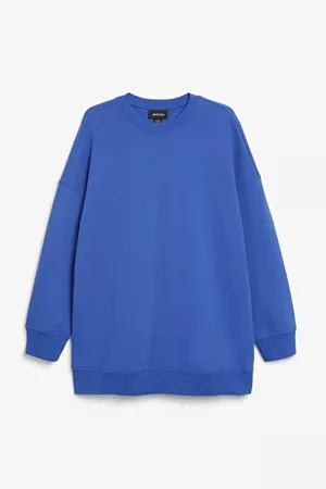 Long black crewneck sweater - Perfectly blue - Monki WW