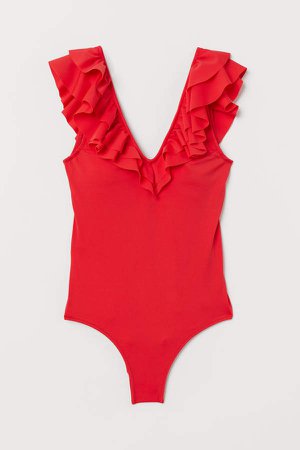 Ruffled Swimsuit - Red