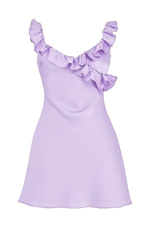 Clothing : Mini Dresses : 'Tink' Orchid Satin Ruffle Mini Dress