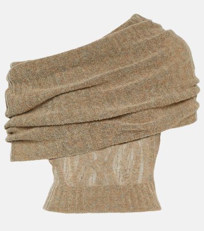 X KNWLS Off Shoulder Wool Blend Top in Beige - Jean Paul Gaultier | Mytheresa