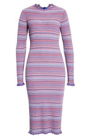 Stine Goya Tinita Stripe Long Sleeve Wool Blend Dress | Nordstrom