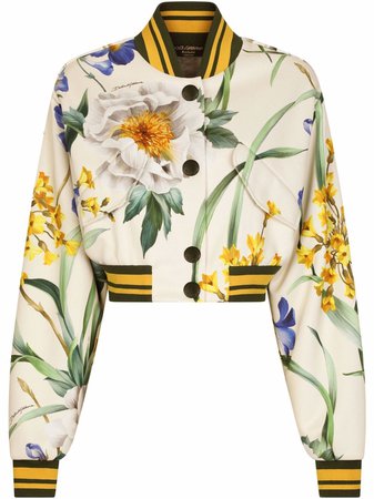 Dolce & Gabbana floral-print Jersey Bomber Jacket - Farfetch