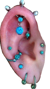 blue and green cartilage earrings