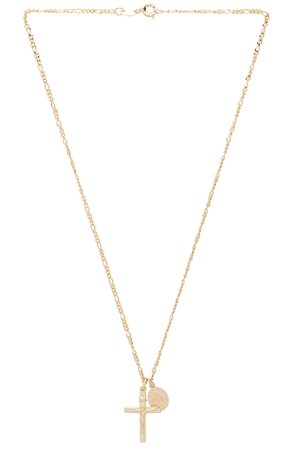 joolz by Martha Calvo Cross & Saint Charm Necklace in 14K Gold Plated | REVOLVE