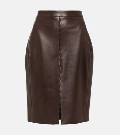 Leather Pencil Skirt in Brown - Saint Laurent | Mytheresa