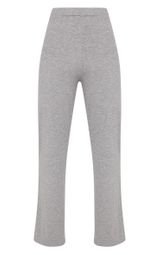 Grey Marl Basic Jersey Wide Leg Trousers | PrettyLittleThing