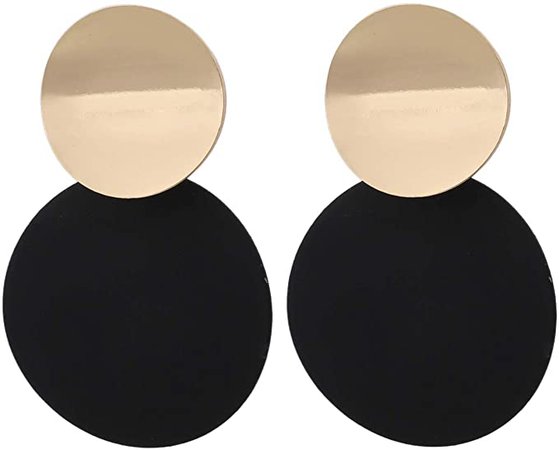 Amazon.com: Vine Gems Round Disc Earrings - Dainty, Geometric Jewellery - Matte Gold & Black: Clothing