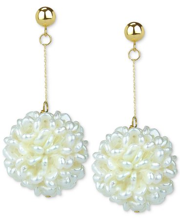 Macy's 14k Gold Cultured Freshwater Pearl Cluster Drop Earrings