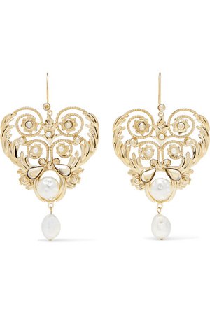 Etro | Gold-tone, crystal and faux pearl earrings | NET-A-PORTER.COM
