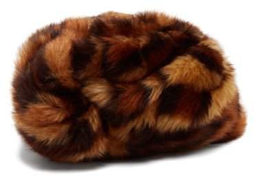 Leopard Print Faux Fur Turban - Womens - Brown