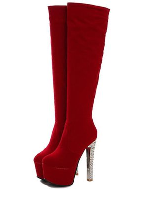 Calf High Red Heel Boots