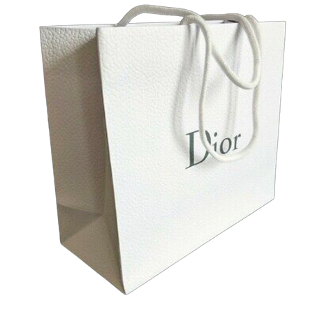 Dior 10.5" L x 4.5" W x 9" H Authentic Christian DIOR Large Shopping Paper Gift Bag Pebbled Textured White
