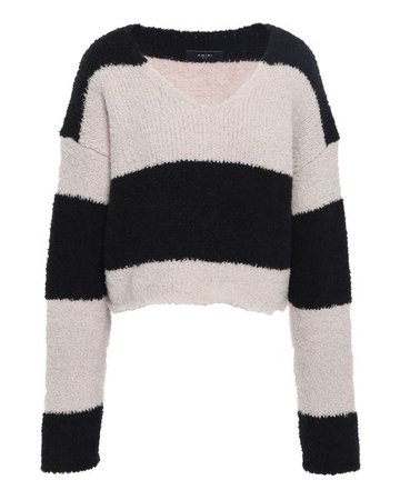 Amiri Striped Wool-blend Sweater Black