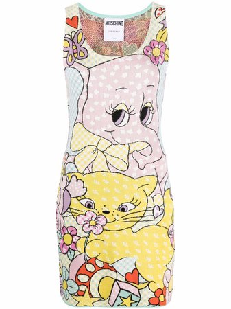 Moschino cartoon-print Sleeveless Knitted Dress - Farfetch