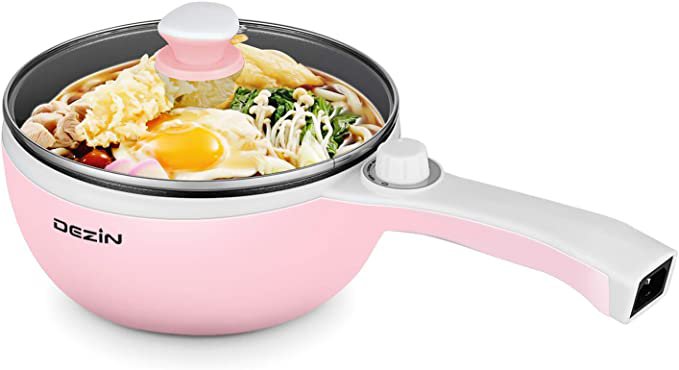 Amazon.com: Dezin Electric Hot Pot Upgraded, Non-Stick Sauté Pan, 1.5L Mini Electric Fondue Pot for Cheese, Chocolate, Stir Fry, Roast, Steam with Power Adjustment, Perfect for Ramen, Steak, Fried Rice, Pink (Egg Rack Included): Home & Kitchen